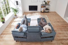 Lorenzo von Polsteria - Ledergarnitur grey-blue