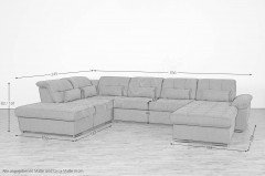 Delta-LE23 von Matex - XXL-Sofa links grau