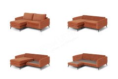 Kiano von GUTMANN - Sofa mit Anstellhocker links bronze