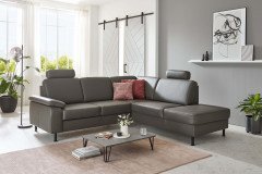 PN-EM15047 von Polinova - Ledersofa Variante rechts grau