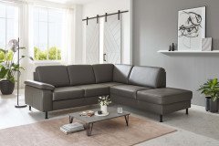 PN-EM15047 von Polinova - Ledersofa Variante rechts grau