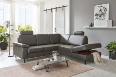 PN-EM15047 von Polinova - Ledersofa Variante rechts grau