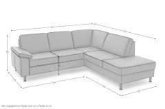 PN-EM15047 von Polinova - Ledersofa Variante rechts grau
